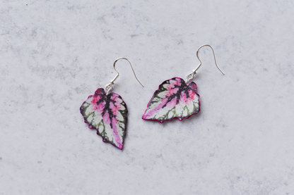 Rex Begonia "Salsa" Plant Earrings | Leaf Earrings
