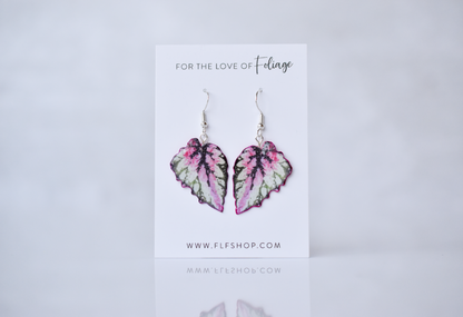 Rex Begonia "Salsa" Plant Earrings | Leaf Earrings