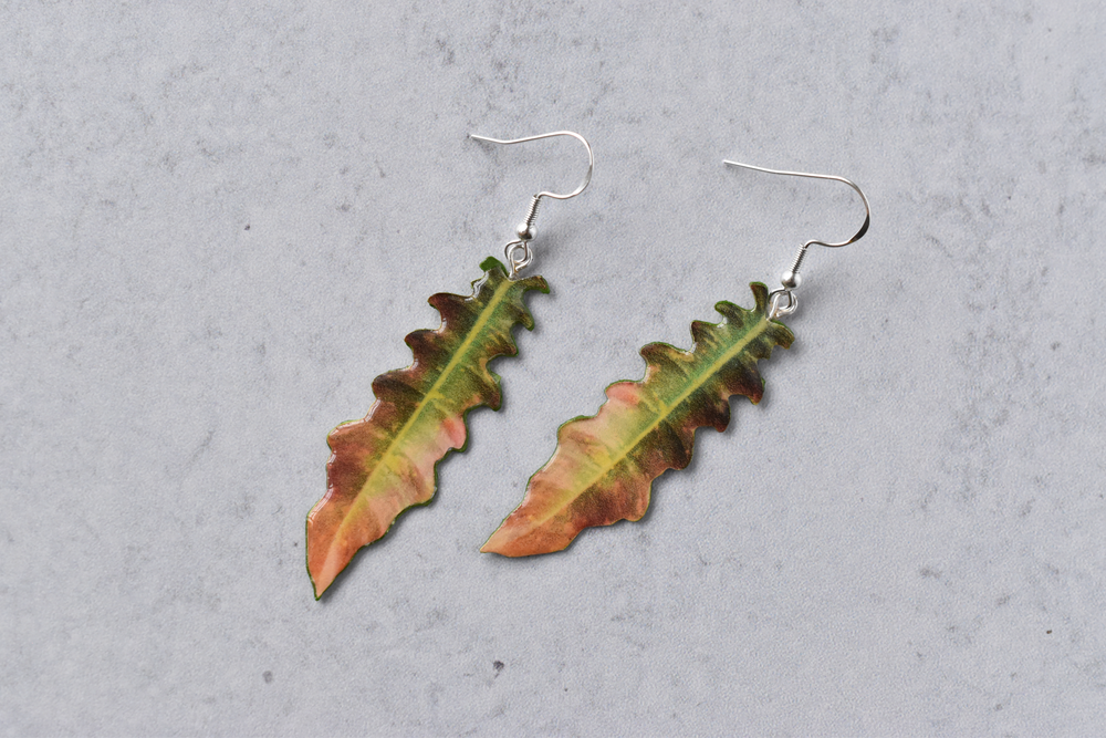 Philodendron "Ring of Fire" Plant Earrings | Leaf Earrings