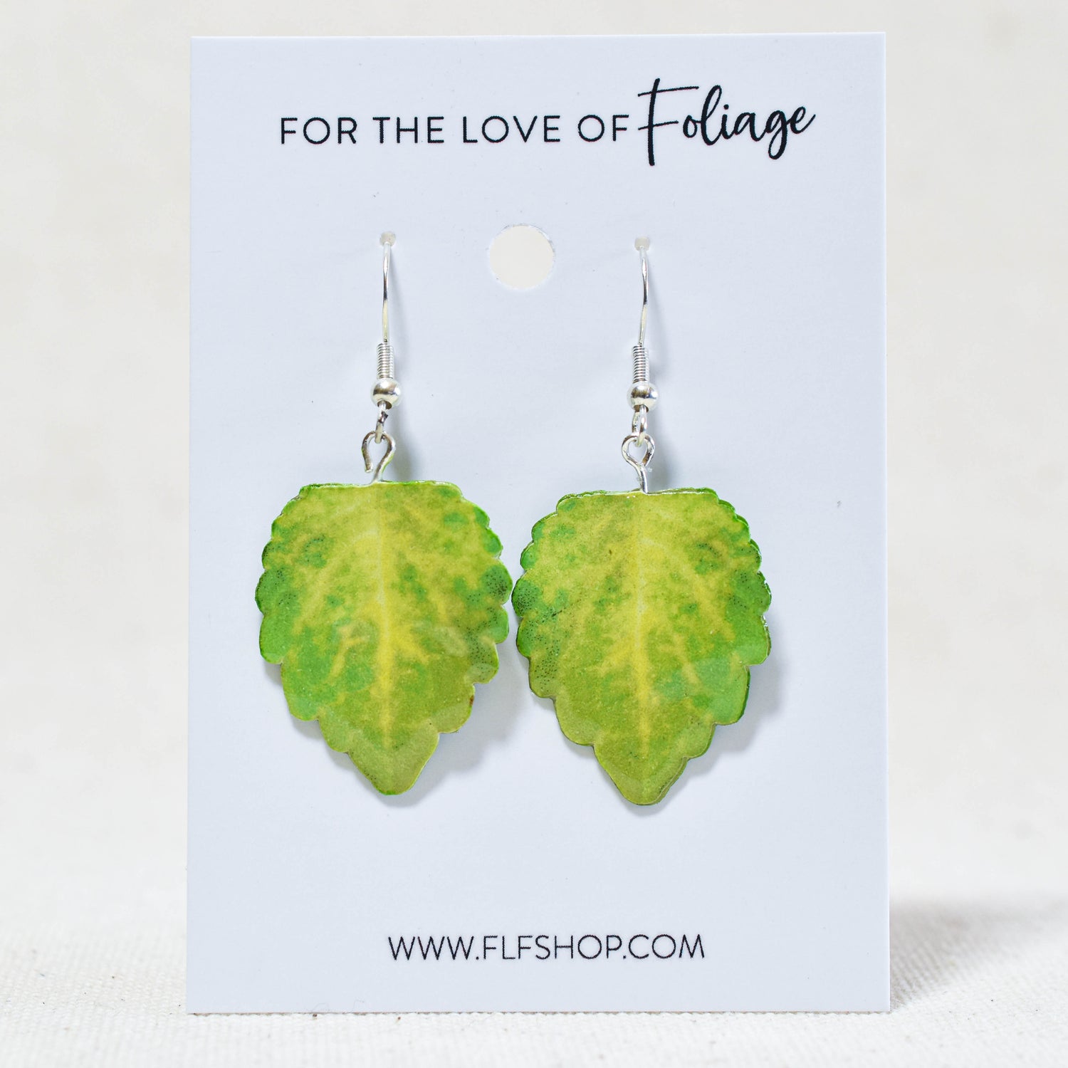 Electric Lime Coleus Plant Earrings | Leaf Earrings