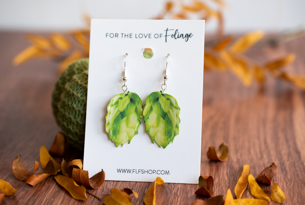 Hops Cone Plant Earrings | Leaf Earrings | Beer Lover Earrings