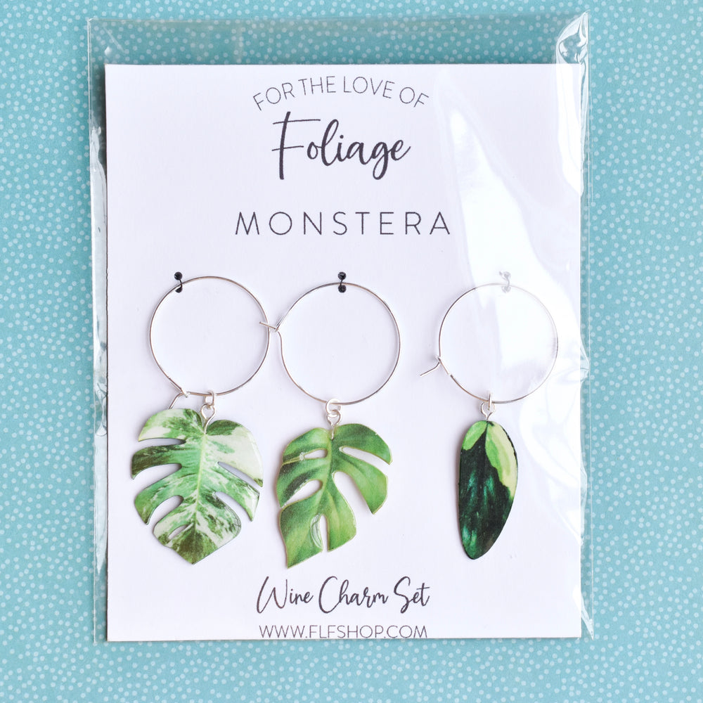 Monstera Wine Glass Charms (3pk)