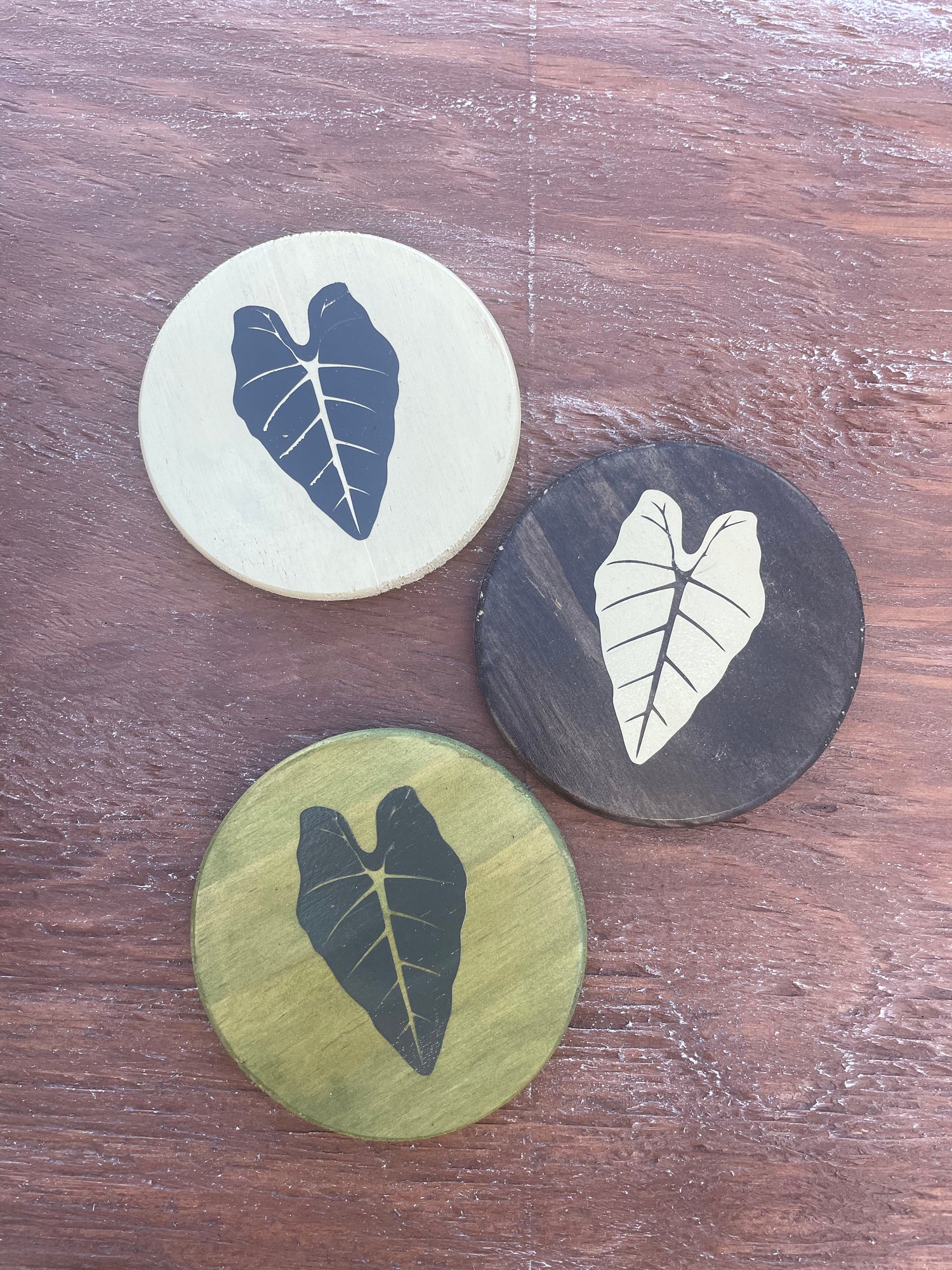 Painted Wooden Alocasia Coasters