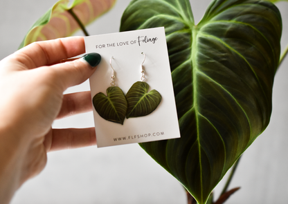 Philodendron El Choco Red || Handmade Leaf Earrings || Plant Earrings || Sterling Silver Earrings