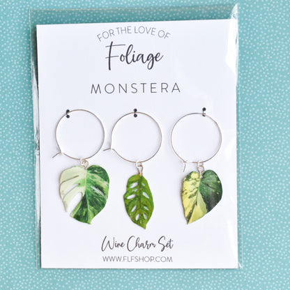 Monstera Wine Glass Charms (3pk)