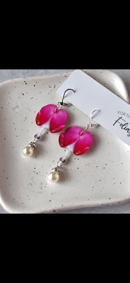Bleeding Heart Plant Earrings